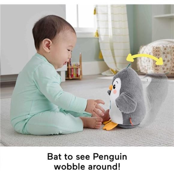 Fisher-Price Baby Plush Baby Toy Flap & Wobble Penguin with Music and Motion - Picture 4 of 7